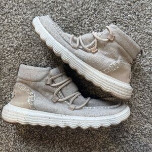 Neutral Beige High-Top Casual Sneakers